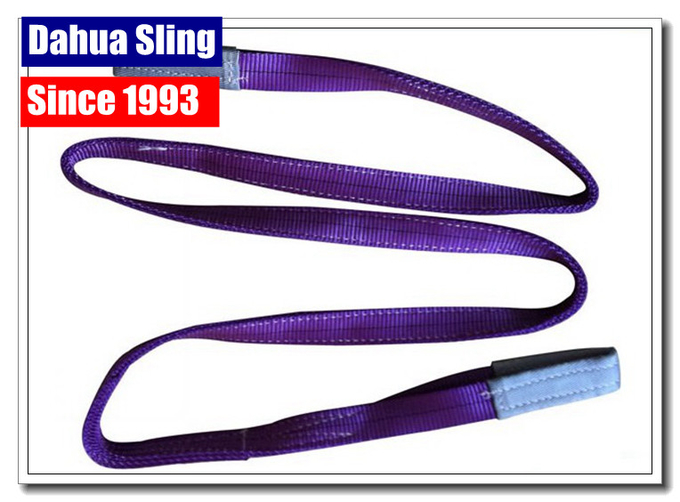 CE GS Purple Duplex Polyester Lifting Slings With Reinforced Lifting Eyes 1 Tonne 0