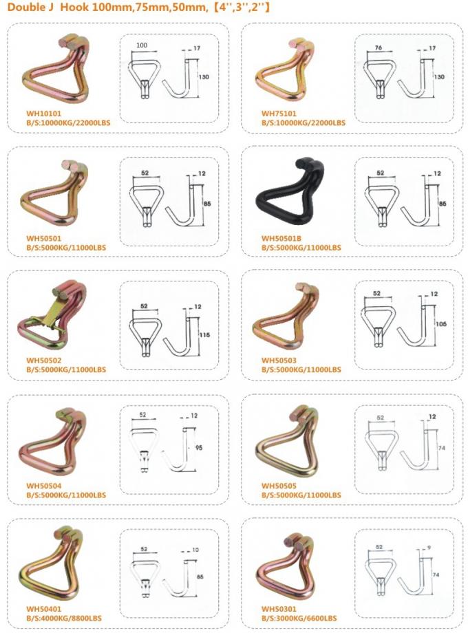 Professional Plastic / Rubber Surface Custom SS Ratchet Strap Hooks , 50mm D Ring 0