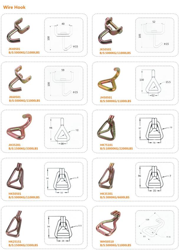  Polyester Fabric Ratchet Strap Hooks 25mm Width Lashing Tensioner 2