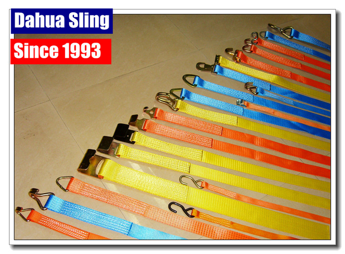 1 / 2 / 3 / 4 Inch Ratchet Straps , Safety Polyester Keeper Lashing Strap 0