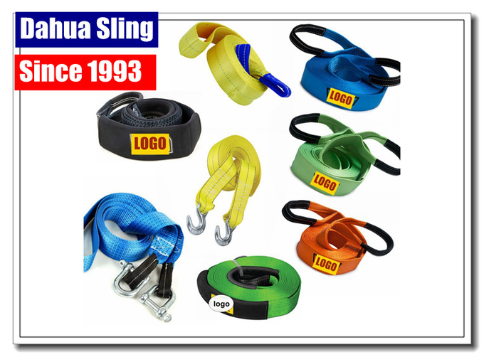 3 Tons 12ft Tow Recovery Strap With Loop Ends , 2 Hooks Recovery Truck Straps 0