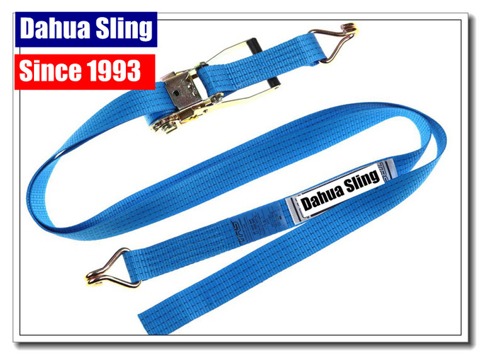 Orange Ratchet Tie Down Straps Cargo Lashing Belt With Buckle 25mm * 1T JD Hook 0
