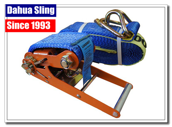 Lockable Vehicle Tie Down Straps , 75mm X 9mtr Trailer Ratchet Straps 0