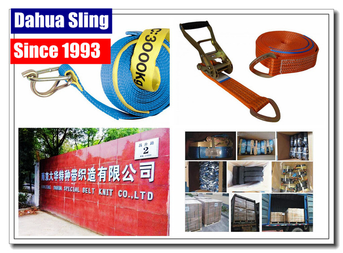 5000kg Red Rubber Coating Cargo Ratchet Tie Down Straps with Double J hook 0