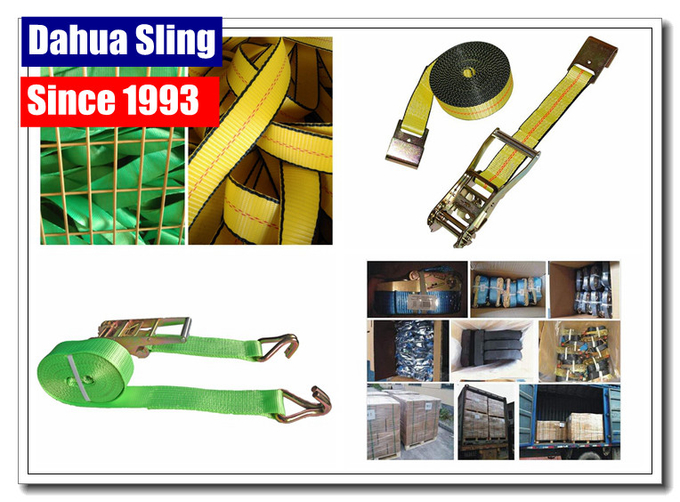 Yellow 2"X20' E Track Ratchet Tie Down Straps With Cam Buckle W- 4' Short End Assembled 0